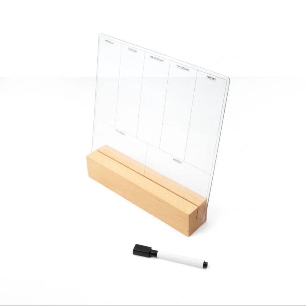New! Target Bullseye Clear Weekly Dry Erase Calendar with Wooden Stand & Marker